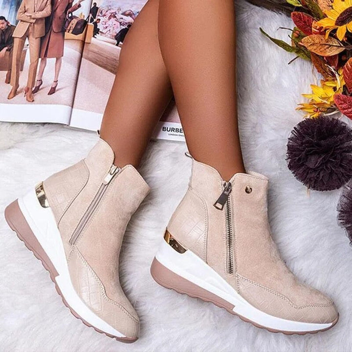 Casual Stiefeletten aus veganem Leder mit Absatz und Reißverschluss für Damen | Perfekt für den Alltag