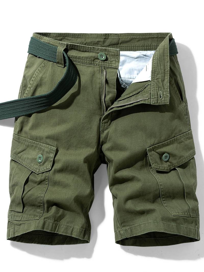 Shorts cargo homme avec ceinture – Pantalon de loisirs fonctionnel avec poches latérales & fermeture éclair pour l'été & l'extérieur