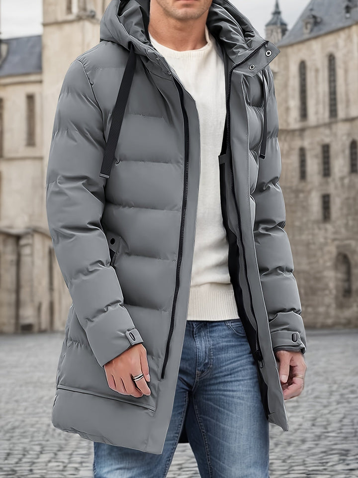 Veste d'hiver matelassée longue chaude à capuche pour hommes | Parfaite pour les activités de plein air