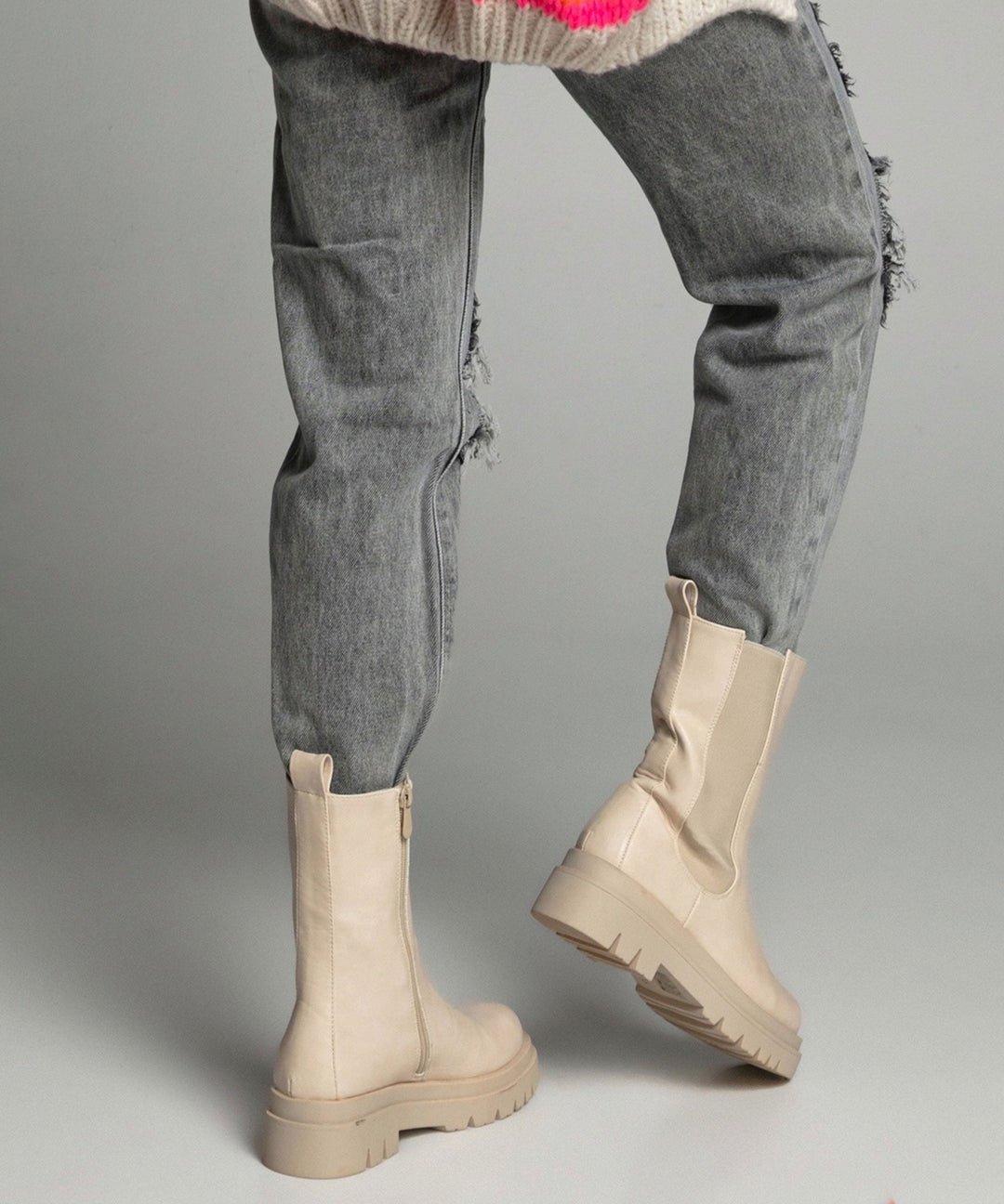 Long beige boots
