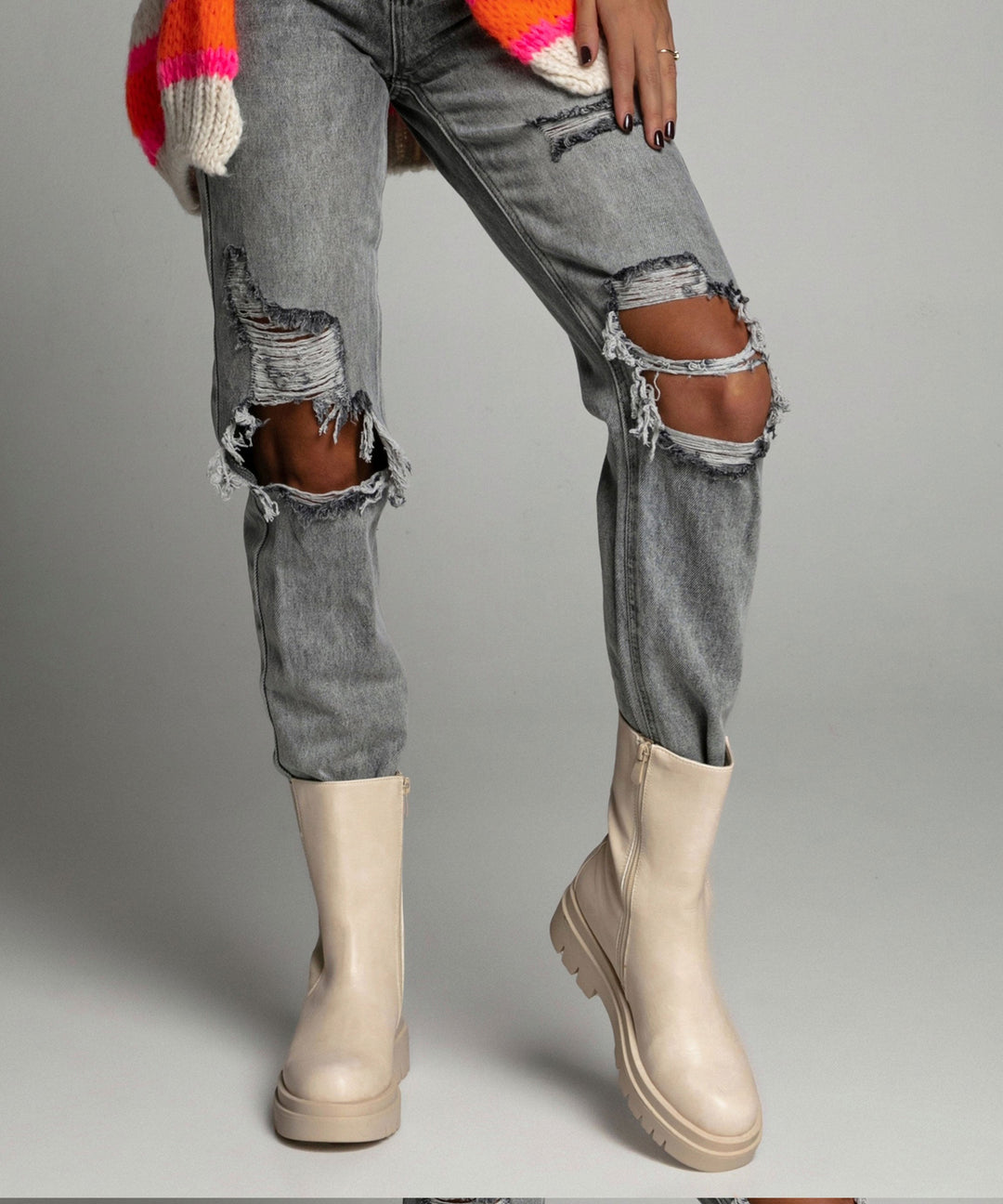 Long beige boots