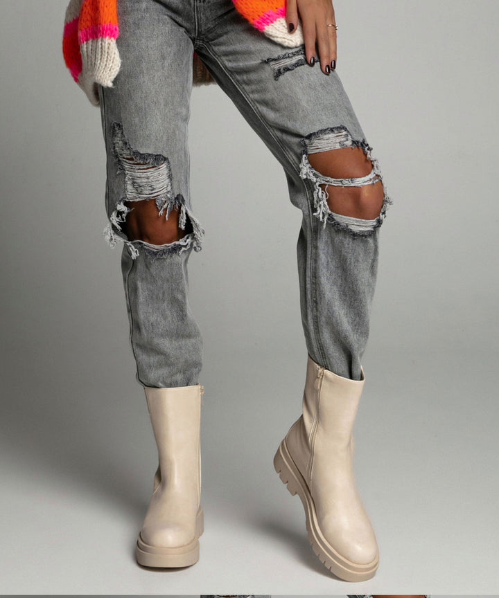 Long beige boots