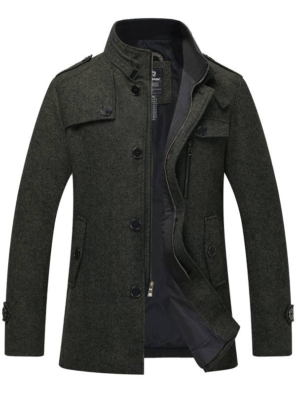 Bequemer Langer Wollmantel Mit Reißverschluss Und Knopf Für Herren | Perfekt für alltägliche Outfits