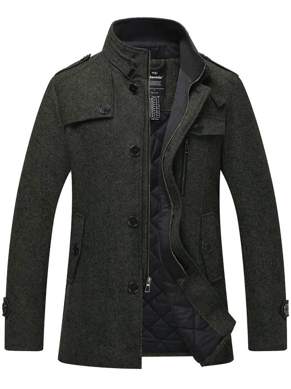 Bequemer Langer Wollmantel Mit Reißverschluss Und Knopf Für Herren | Perfekt für alltägliche Outfits