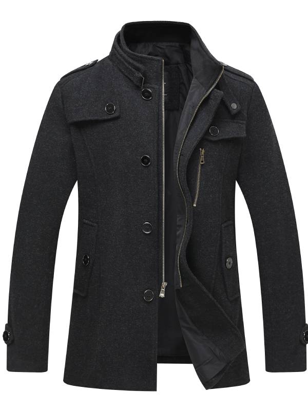 Bequemer Langer Wollmantel Mit Reißverschluss Und Knopf Für Herren | Perfekt für alltägliche Outfits