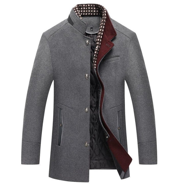 Warmer Langer Wollmantel Mit Doppelkragen Und Knöpfen Für Herren | Perfekt für kalte Tage