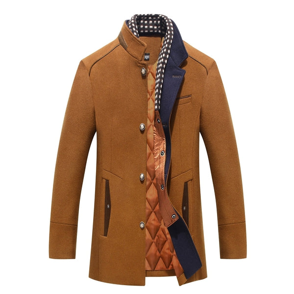 Warmer Langer Wollmantel Mit Doppelkragen Und Knöpfen Für Herren | Perfekt für kalte Tage