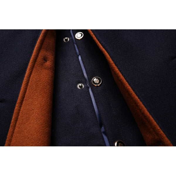 Warmer Langer Wollmantel Mit Doppelkragen Und Knöpfen Für Herren | Perfekt für kalte Tage