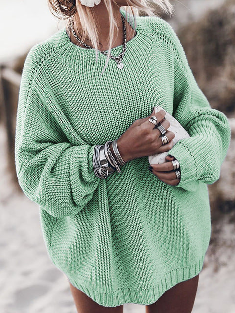 Oversize knit sweater women – loose chunky knit for autumn & winter