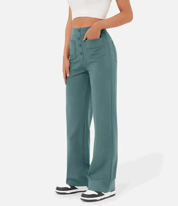 Agnes - Pantalon décontracté à taille haute et ceinture élastique