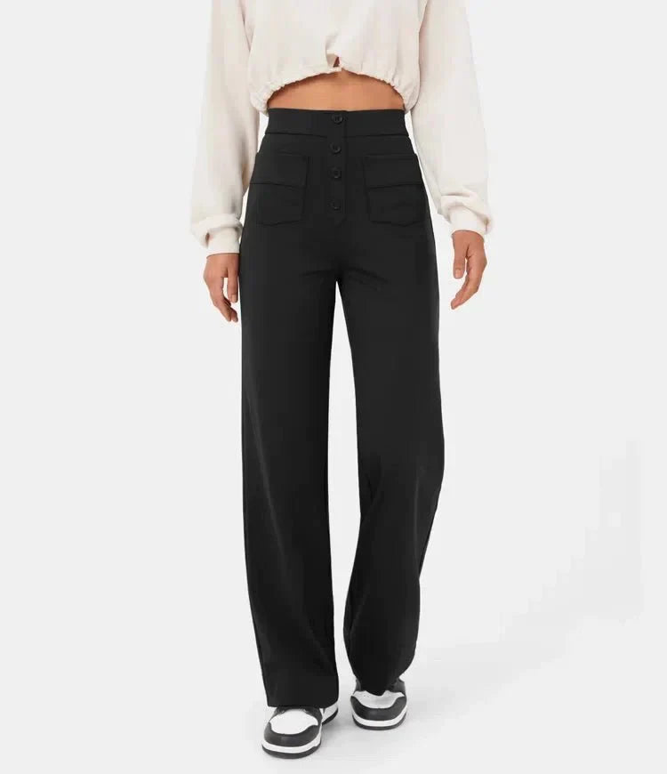 Anni - Pantalon taille haute confortable en tissu confortable