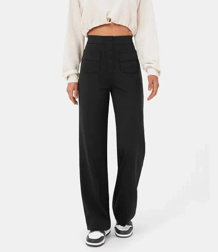 Anni - Pantalon taille haute confortable en tissu confortable