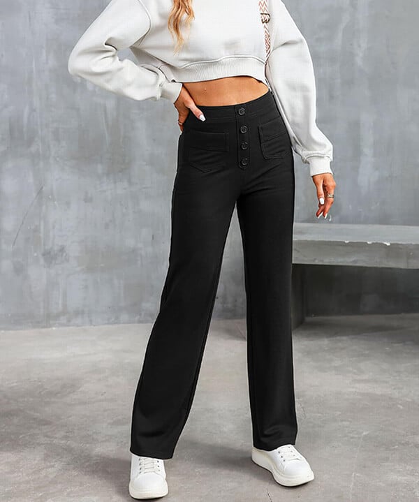 Anni - Pantalon taille haute confortable en tissu confortable
