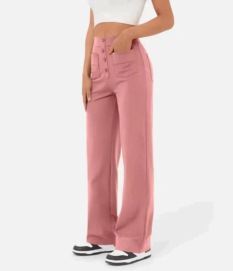 Agnes - Pantalon décontracté à taille haute et ceinture élastique