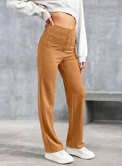 Agnes - Pantalon décontracté à taille haute et ceinture élastique