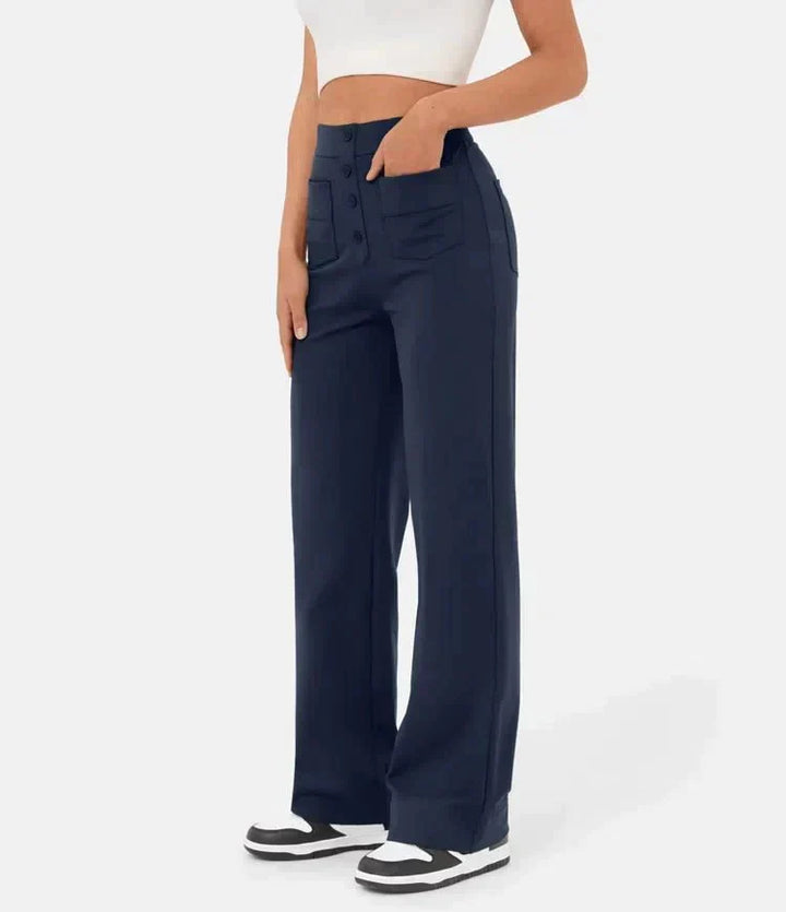 Anni - Pantalon taille haute confortable en tissu confortable