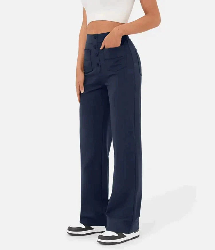 Agnes - Pantalon décontracté à taille haute et ceinture élastique