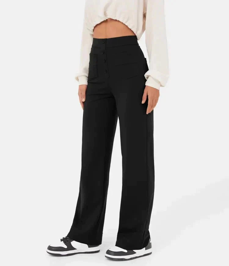 Agnes - Pantalon décontracté à taille haute et ceinture élastique