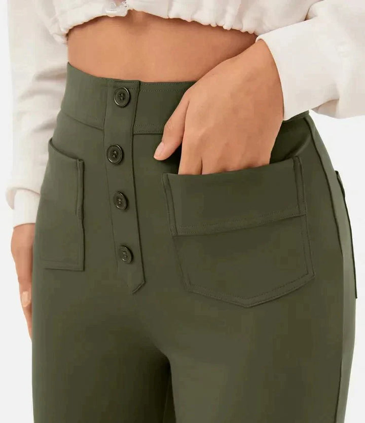 Agnes - Pantalon décontracté à taille haute et ceinture élastique