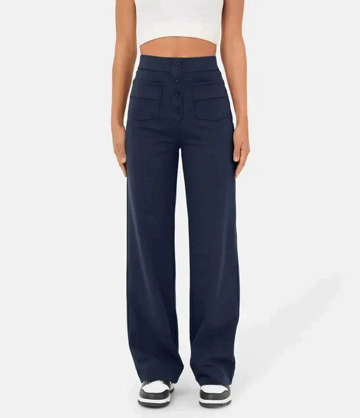 Anni - Pantalon taille haute confortable en tissu confortable