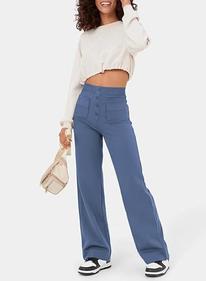 Agnes - Pantalon décontracté à taille haute et ceinture élastique