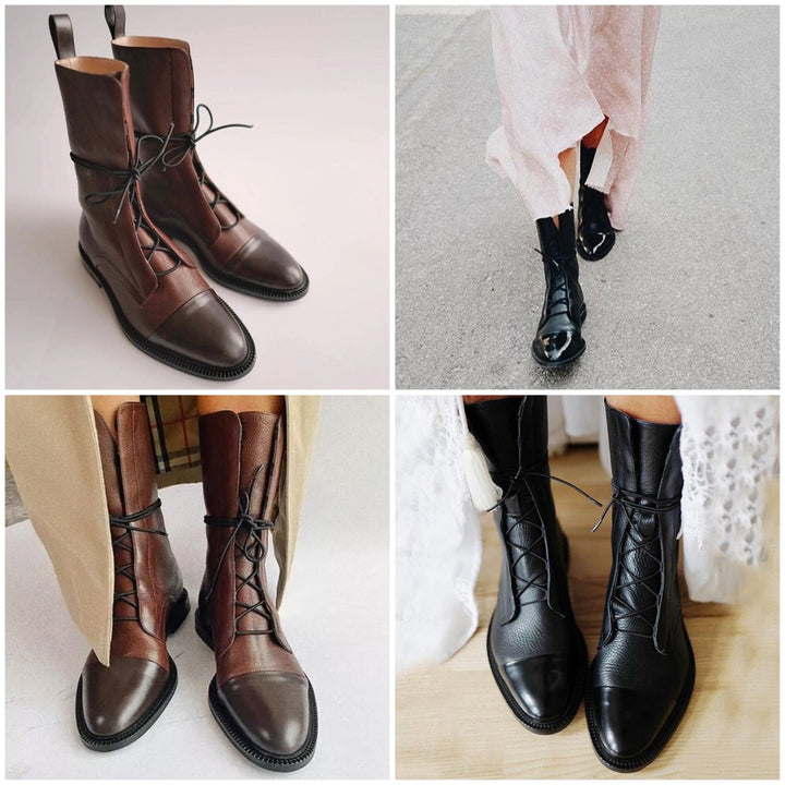 Klassische Stilvolle Faux Glattleder Stiefeletten für Damen | Perfekt für den Alltag