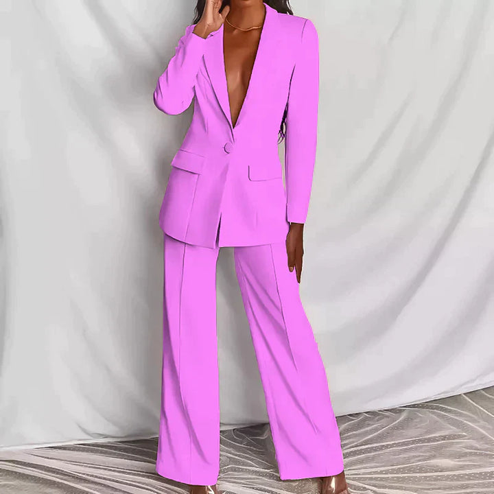 JESIKA - Ensemble élégant composé d'un blazer noble et d'un pantalon élégant