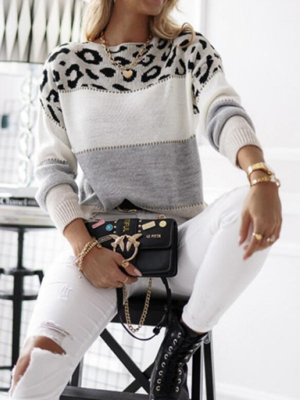 Azalea - pull en tricot avec motif léopard pour femmes