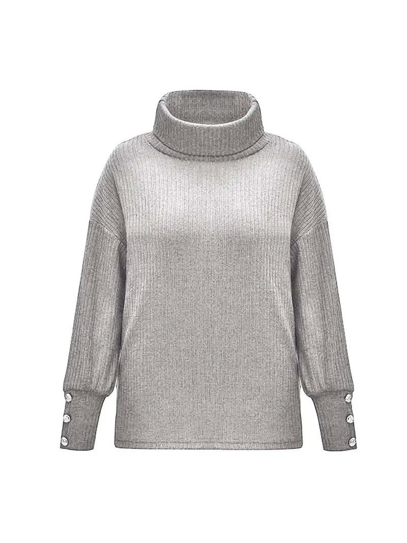 Pull à col roulé en coton décontracté pour femmes | Parfait pour les journées décontractées