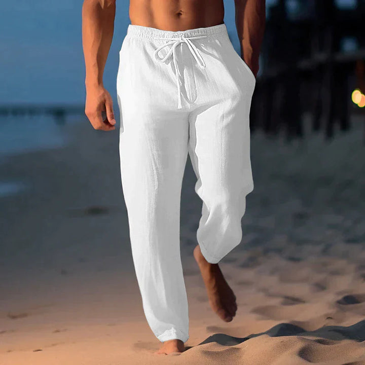 Lässige Herren Leinenhose mit Kordelzug – Atmungsaktive Sommerhose für Strand, Freizeit & Urlaub