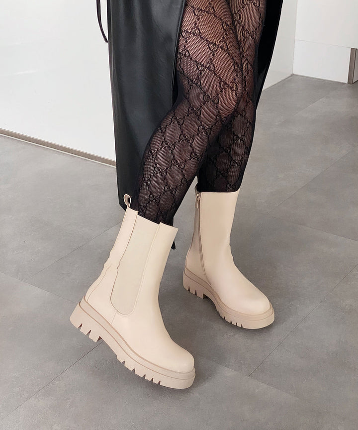 Long beige boots