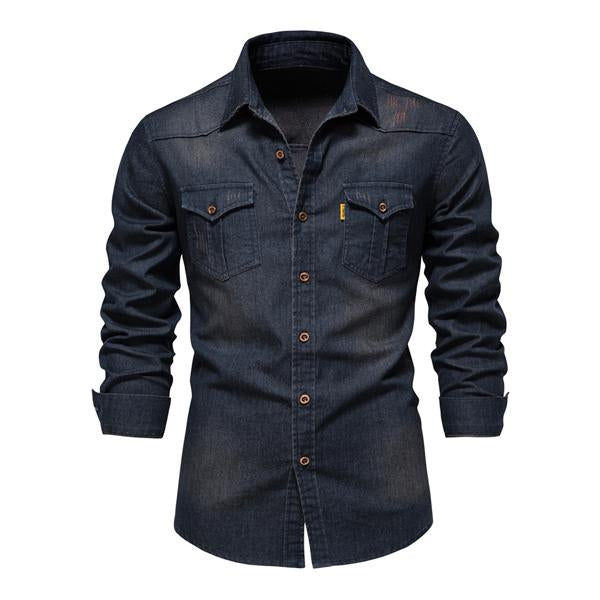 Marcellus - Camicia denim casual - Classica - Design versatile - Ideale per il lavoro da uomo