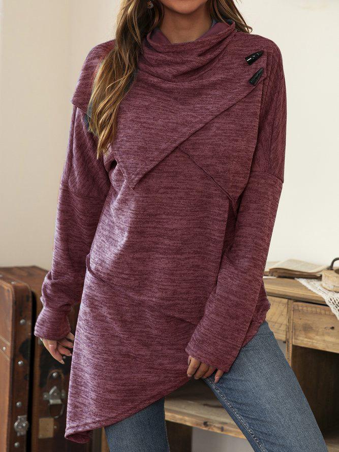 Ely | T-shirt asymétrique à manches longues avec encolure cascade pour femmes