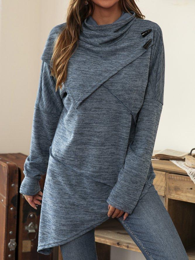 Ely | T-shirt asymétrique à manches longues avec encolure cascade pour femmes