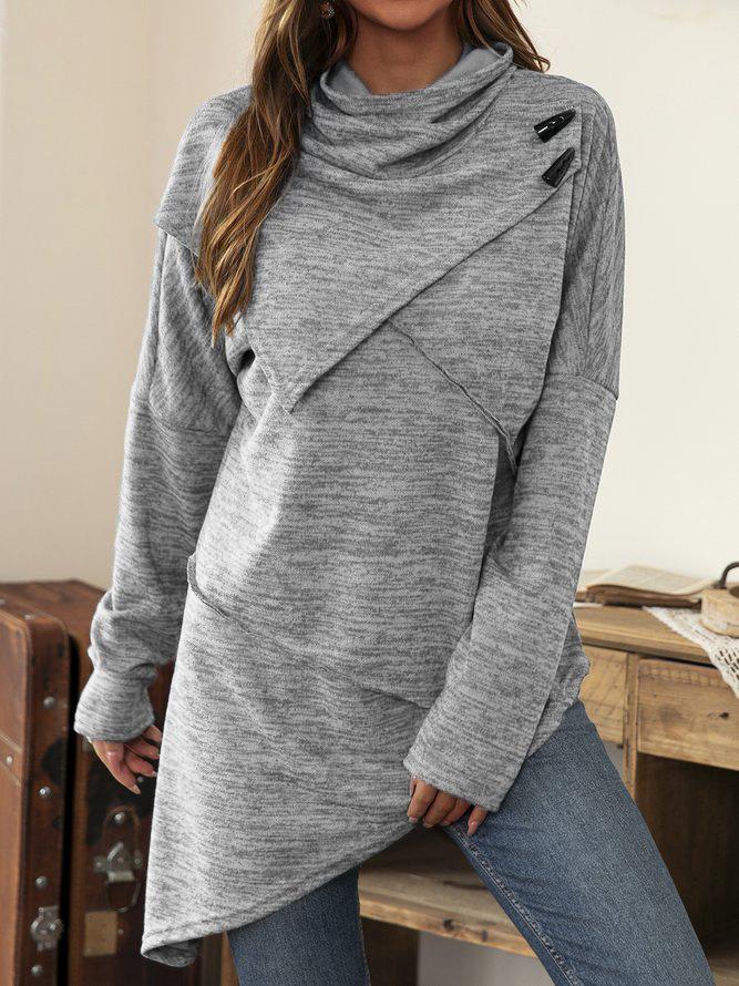 Ely | T-shirt asymétrique à manches longues avec encolure cascade pour femmes