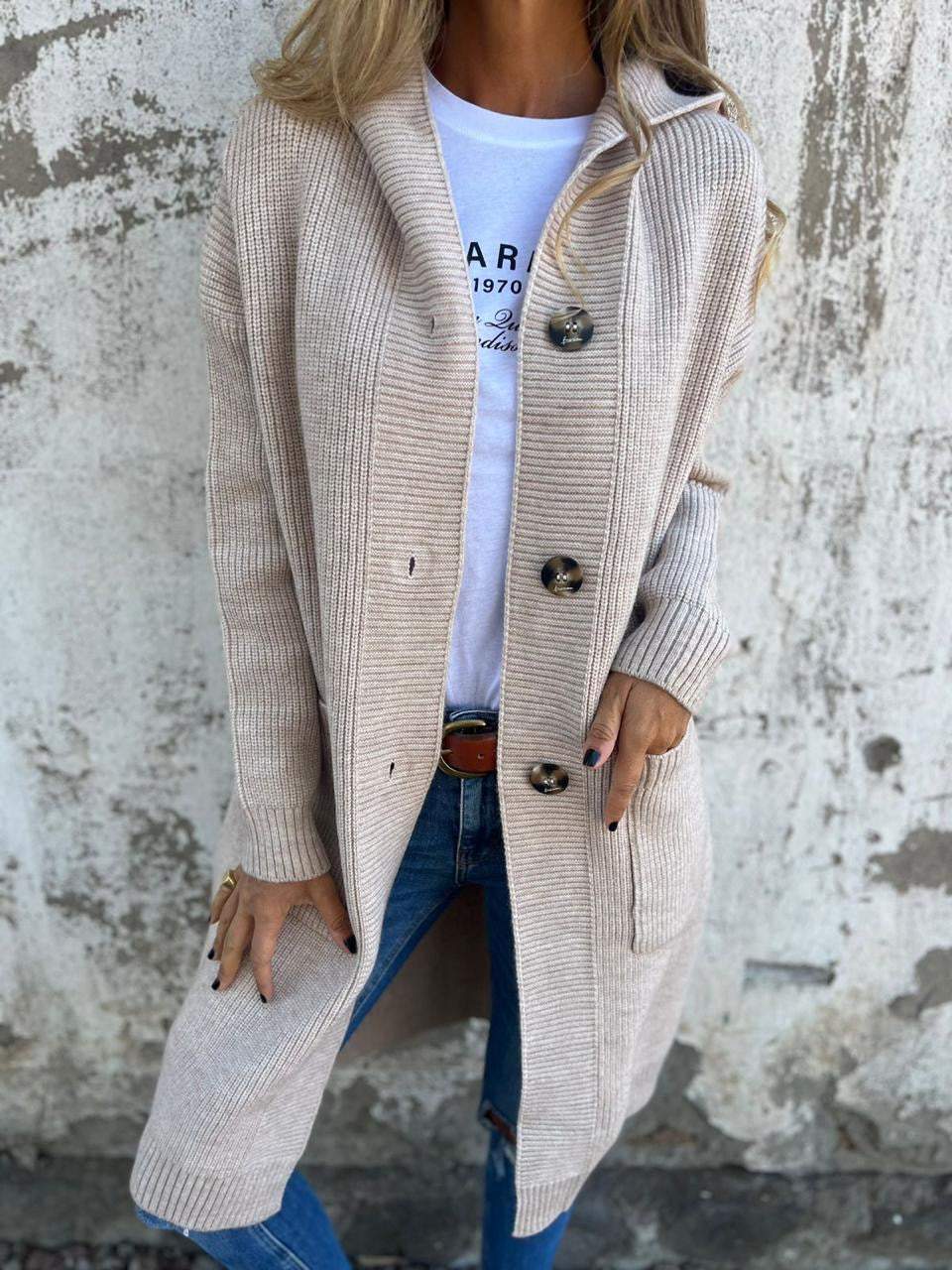 Mayme - Cardigan long en tricot avec capuche