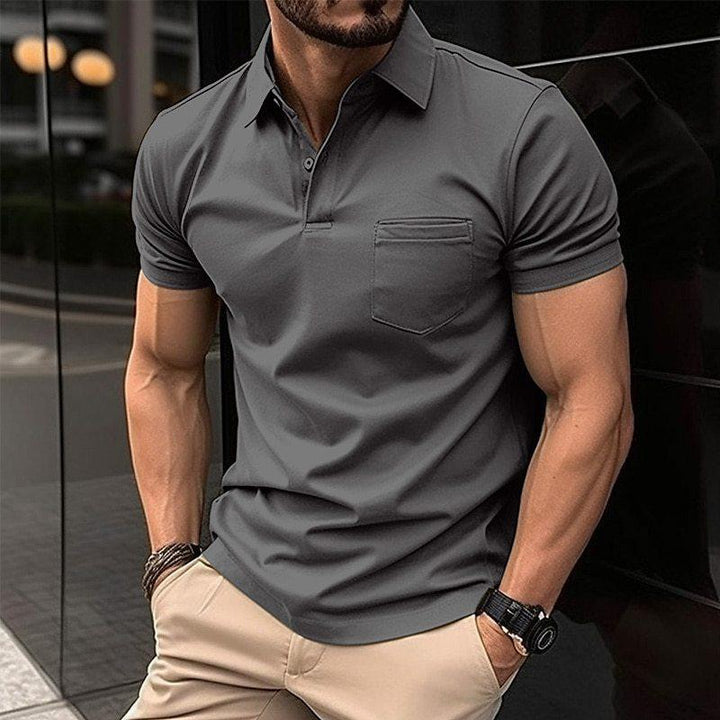 Polo slim fit homme avec poche poitrine – chemise manches courtes pour loisirs, business casual & look fitness