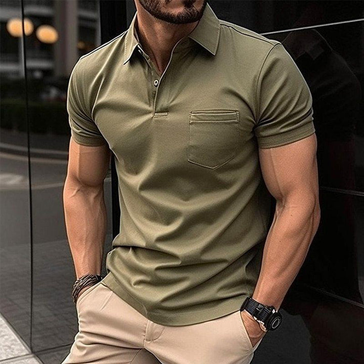 Polo slim fit homme avec poche poitrine – chemise manches courtes pour loisirs, business casual & look fitness