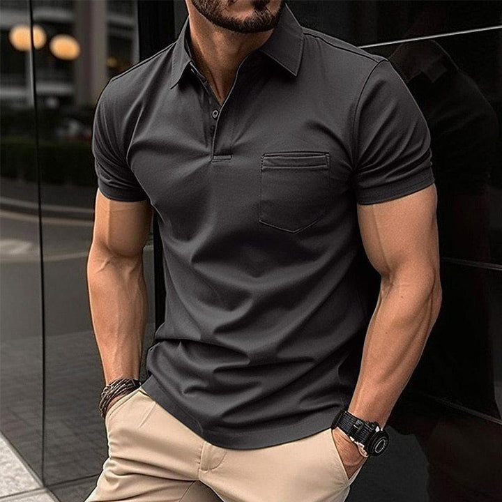 Polo slim fit homme avec poche poitrine – chemise manches courtes pour loisirs, business casual & look fitness