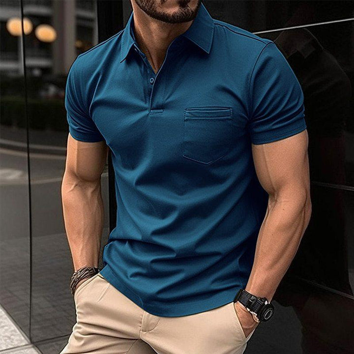 Polo slim fit homme avec poche poitrine – chemise manches courtes pour loisirs, business casual & look fitness