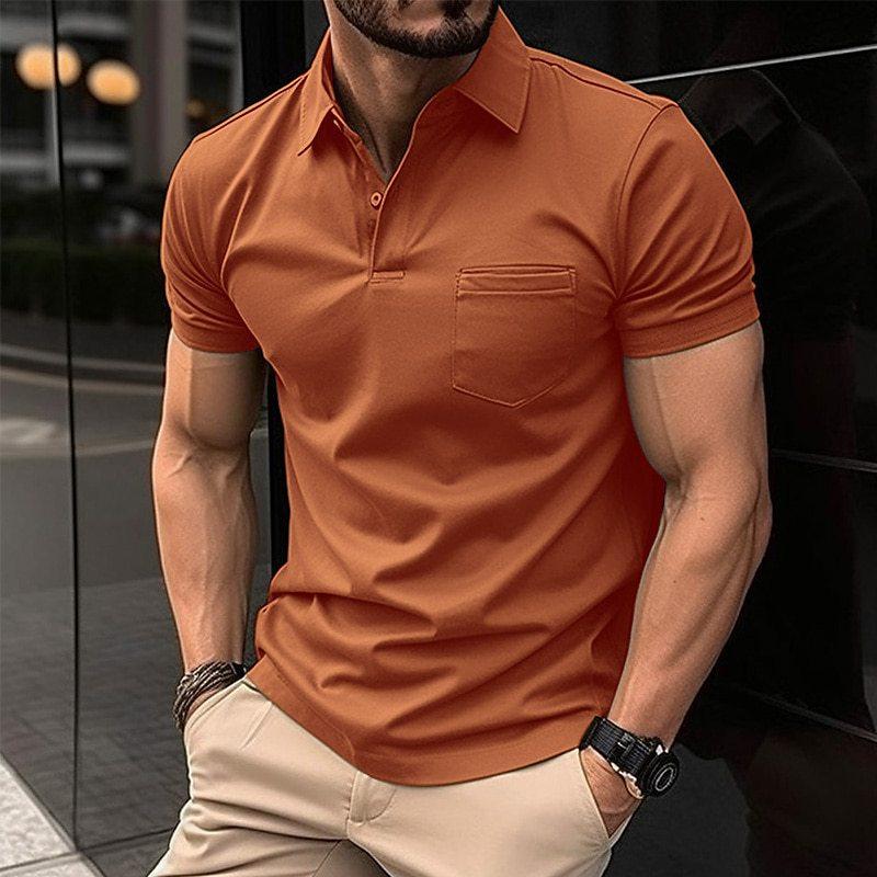 Polo slim fit homme avec poche poitrine – chemise manches courtes pour loisirs, business casual & look fitness