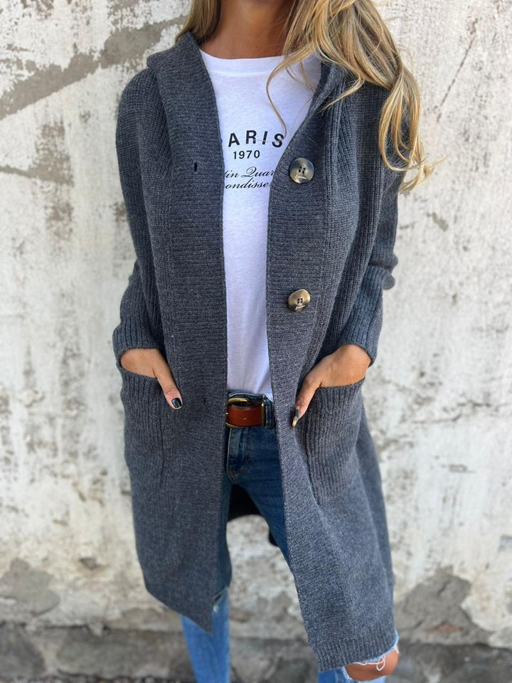 Mayme - Cardigan long en tricot avec capuche