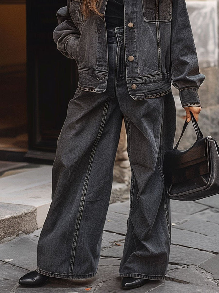 Carla - Lässige Vintage-Jeans mit weitem Bein und Taschen