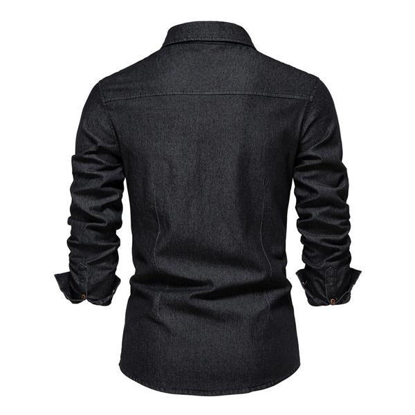 Marcellus - Camicia denim casual - Classica - Design versatile - Ideale per il lavoro da uomo