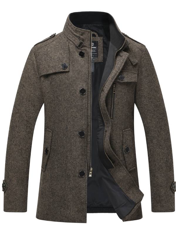 Bequemer Langer Wollmantel Mit Reißverschluss Und Knopf Für Herren | Perfekt für alltägliche Outfits