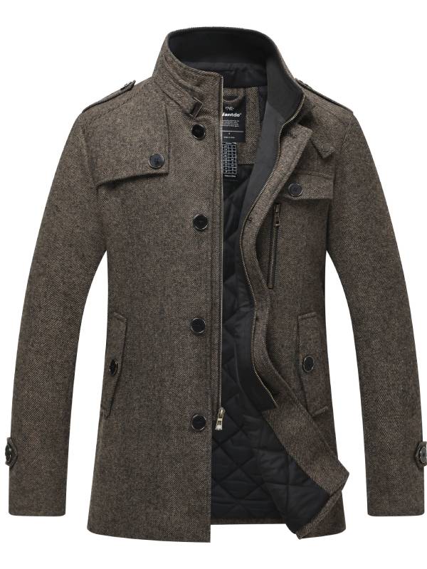 Bequemer Langer Wollmantel Mit Reißverschluss Und Knopf Für Herren | Perfekt für alltägliche Outfits