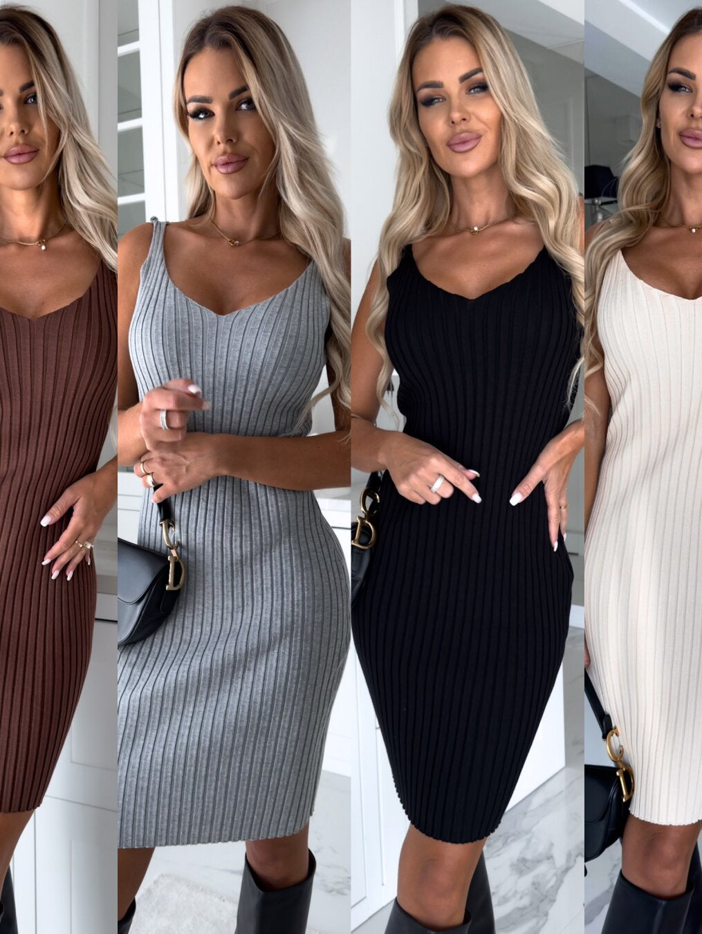 Clara Cozy Set – Ensemble élégant robe en maille & pull pour automne et hiver
