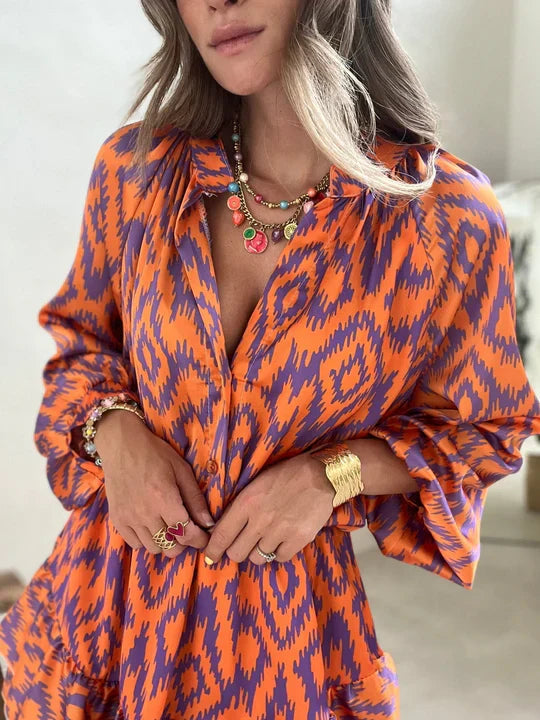Completo boho due pezzi con gonna a balze – Set estivo leggero da donna con motivo etnico per estate, vacanze e festival