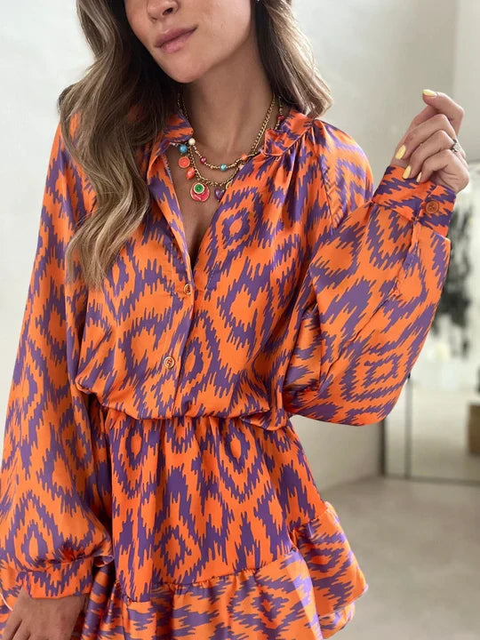 Completo boho due pezzi con gonna a balze – Set estivo leggero da donna con motivo etnico per estate, vacanze e festival