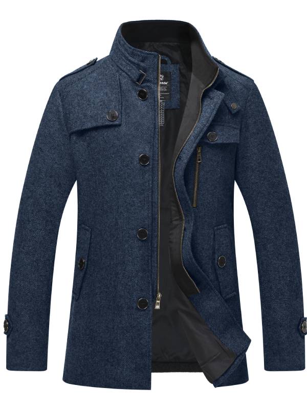 Bequemer Langer Wollmantel Mit Reißverschluss Und Knopf Für Herren | Perfekt für alltägliche Outfits